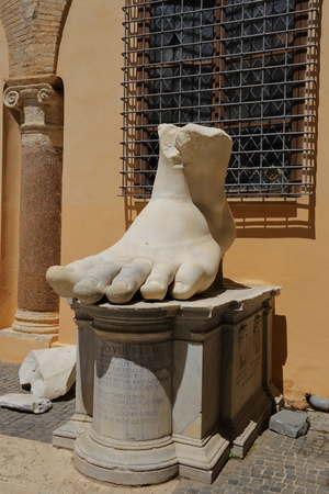 Left foot of Roman Emperor Constantine, Rome Italyのeditorial素材