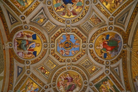 interiors and architectural details of Raphael rooms in Vatican museumのeditorial素材