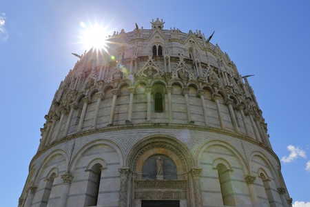 the Leaning Tower of Pisa and Pisa Cathedral in Italy.の写真素材