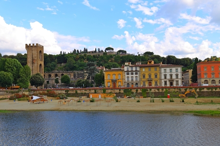 View of Ponte Vecchio bridge in Florence or Firenze.の写真素材