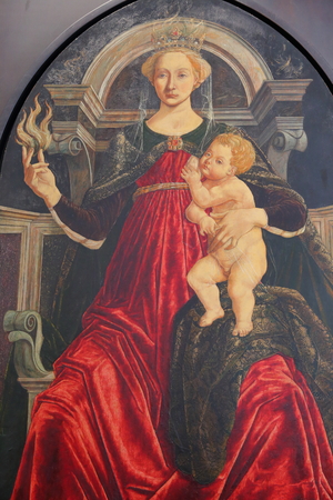 paintings on display at the Uffizi Gallery (Galleria degli Uffizi), Florence, Italyのeditorial素材