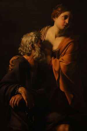 paintings on display at the Uffizi Gallery (Galleria degli Uffizi), Florence, Italyの写真素材