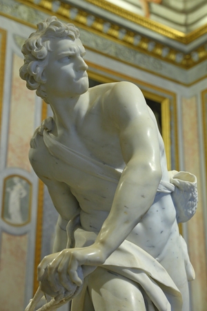ROME ITALY - JUNE 14 2015: Marble sculpture David by Gian Lorenzo Bernini in Galleria Borghese Rome Italyのeditorial素材
