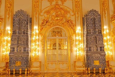 Interior of Catherine Palace a Rococo palace in Tsarskoye Selo Saint Petersburg Russiaのeditorial素材