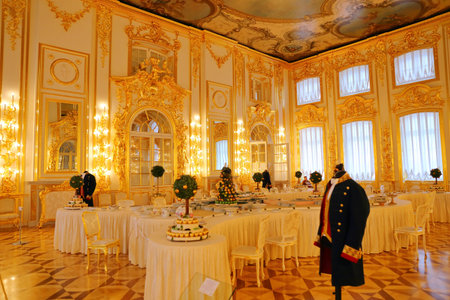 Interior of Catherine Palace a Rococo palace in Tsarskoye Selo Saint Petersburg Russiaのeditorial素材