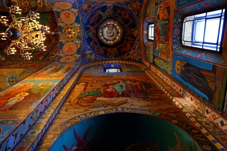 Interior of the church of the Savior on Spilled Blood, St Petersburg Russiaのeditorial素材