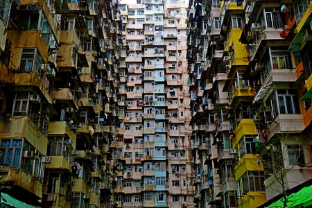 old public populated housing estates in Hong Kongの写真素材