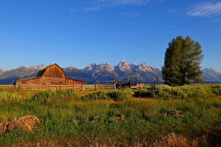 Historic Moulton Barn in Grand Teton National Park, Wyoming, USAの写真素材