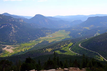 Scenic views from Trail Ridge Road, Rocky Mountain National Park in Colorado, USA.の写真素材