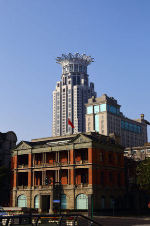 Shanghai Bund historical buildings in the morning Shanghai China