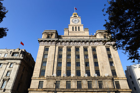 Shanghai Bund historical buildings in the morning Shanghai Chinaのeditorial素材