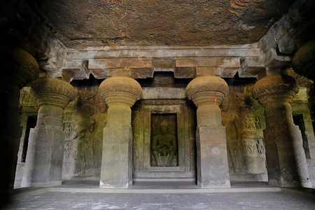 Temple of Ellora caves, the rock-cut temples, AURANGABAD, MAHARASHTRA in central Indiaのeditorial素材