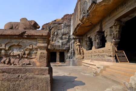 Temple of Ellora caves, the rock-cut temples, AURANGABAD, MAHARASHTRA in central Indiaのeditorial素材