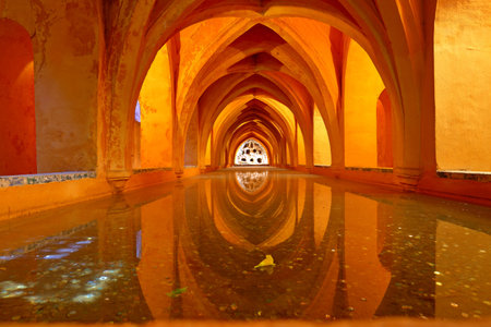 Baths of Lady Maria de Padilla in Alcazar of Seville Spain, popular tourist places in the Seville