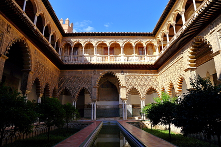 The Real Alcazar of Seville Spain, one of the oldest used Palaces in the world, from the end of the eleventh century to the present day,のeditorial素材