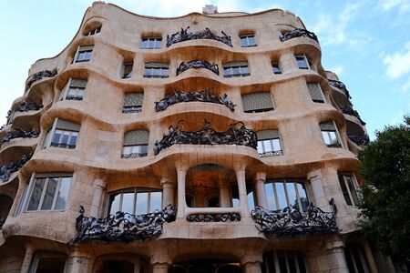 Casa Mila also known La Pedrera - house designed by Antoni Gaudi, Barcelona, Catalonia Catalunya, CataluÃ±a, Spainのeditorial素材