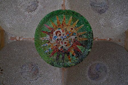 Parc Guell a garden overlooking Barcelona, designed and built by Guadi and Josep Jujol in 1914.のeditorial素材