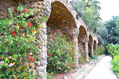 Parc Guell a garden overlooking Barcelona, designed and built by Guadi and Josep Jujol in 1914.