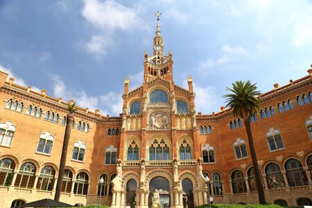 Hospital of the Holy Cross and Saint Paul de la Santa Creu i Sant Pau, Barcelona, Spain by Lluis Domenech i Montaner in barcelonaのeditorial素材