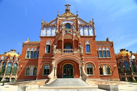 Hospital of the Holy Cross and Saint Paul de la Santa Creu i Sant Pau, Barcelona, Spain by Lluis Domenech i Montaner in barcelonaのeditorial素材