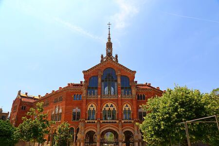 Hospital of the Holy Cross and Saint Paul de la Santa Creu i Sant Pau, Barcelona, Spain by Lluis Domenech i Montaner in barcelonaのeditorial素材