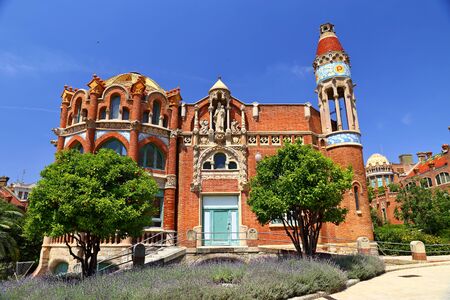 Hospital of the Holy Cross and Saint Paul de la Santa Creu i Sant Pau, Barcelona, Spain by Lluis Domenech i Montaner in barcelonaのeditorial素材