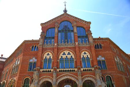 Hospital of the Holy Cross and Saint Paul de la Santa Creu i Sant Pau, Barcelona, Spain by Lluis Domenech i Montaner in barcelonaのeditorial素材