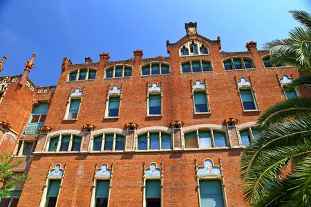Hospital of the Holy Cross and Saint Paul de la Santa Creu i Sant Pau, Barcelona, Spain by Lluis Domenech i Montaner in barcelonaのeditorial素材