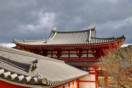 Traditional Japanese architecture in the Byodoin Complex at the city of Uji, Kyoto, Japan.のeditorial素材