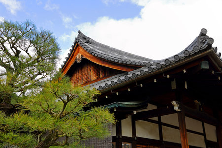 Traditional Japanese architecture in the Byodoin Complex at the city of Uji, Kyoto, Japan.
