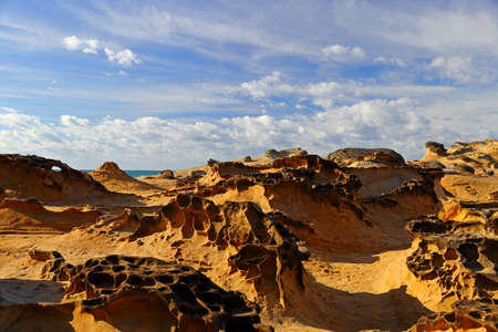 Natural rock formation at Yehliu Geopark, one of most famous wonders in Wanli, New Taipei City, Taiwan.のeditorial素材