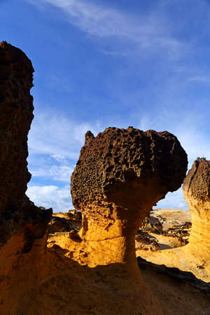 Natural rock formation at Yehliu Geopark, one of most famous wonders in Wanli, New Taipei City, Taiwan.のeditorial素材