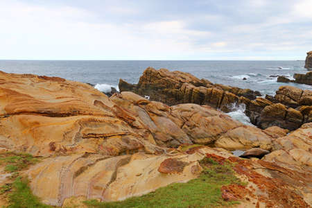 Coastal rock formations in Nanya, Northeast Coast National Scenic Area, Taipei Taiwan.の写真素材