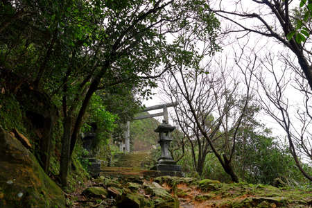 Jinguashi Shrine near Jiufen old street in Taipei Taiwan, a popular tourist and local destinationの写真素材