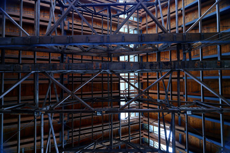 Old Wooden buildings near Checheng railway station at Nantou County, Shuili Township, Taiwanの写真素材