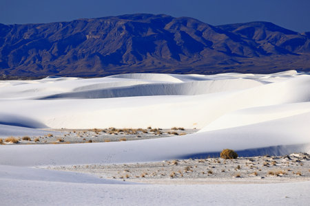 White Sands National Monument is a field of white sand dunes composed of gypsum crystals.の写真素材