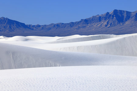 White Sands National Monument is a field of white sand dunes composed of gypsum crystals.の写真素材