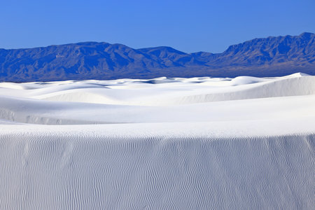 White Sands National Monument is a field of white sand dunes composed of gypsum crystals.の写真素材
