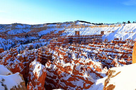 Bryce Canyon National Park in Utah, USA in winter with snowの写真素材