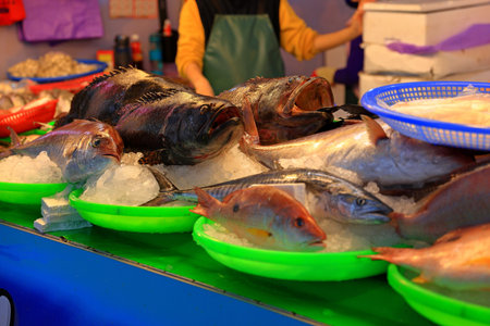 Yongan fish market situated at Yongan Fishing Harbor in Taoyuan Taiwan.