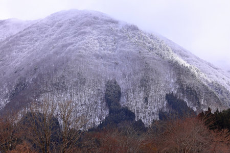 Mountains near village of Shirakawa-go located in Gifu Prefecture, Japan.の写真素材