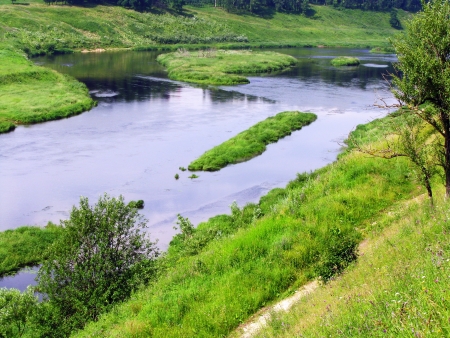 View of the Volga river in Rzhev townの写真素材