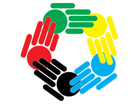 Color hands on a white background