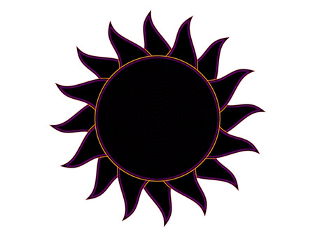 Symbol of the dark sun on a white backgroundの写真素材