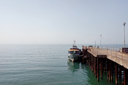 Ship by the sea pierの写真素材