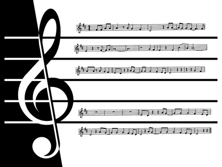 Treble clef, stave and noteの写真素材