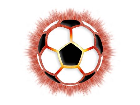 Soccer ball and bright flash on a white backgroundの写真素材