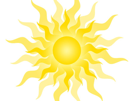 Symbol of the sun on a white backgroundの写真素材