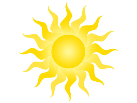 Symbol of the sun on a white backgroundの写真素材