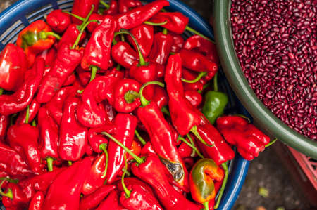 egetables and basic grains at street markets in Jocotenango Guatemalaの写真素材